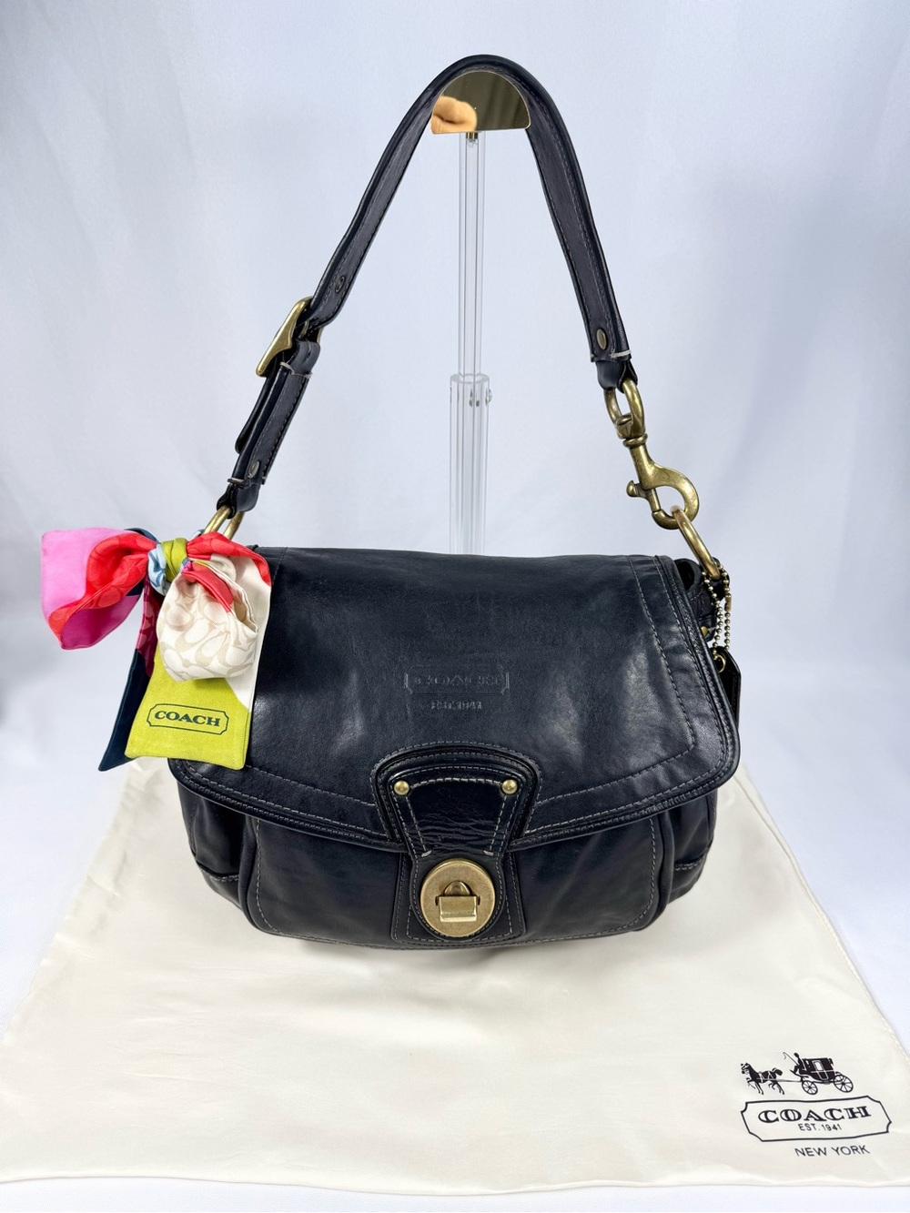 Coach Legacy Ali Flap Black Vachetta Leather Shoulder Handbag #10329